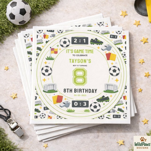 Boys Modern Sports Soccer Kids 8th Birthday Party Napkins (Boys Modern Sports Soccer Kids 8th Birthday Party Napkins
)