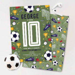 Boys Modern Sports Soccer Kids Birthday Invitation