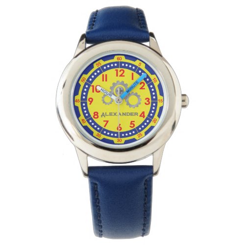 Boys Modern Yellow Gear Custom Kids Watch