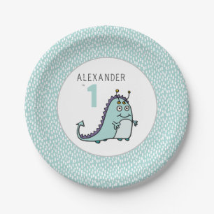 Boys Monster 1st Birthday Party Paper Plates