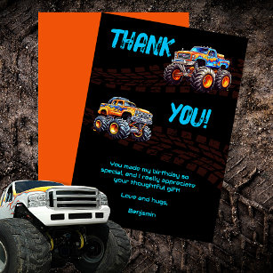 Boy's Monster Truck Bash Theme Thank You Card
