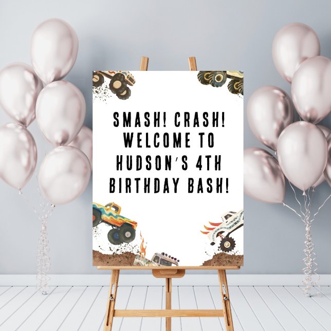 Boys Monster Truck Customizable Birthday Party Poster (Creator Uploaded)