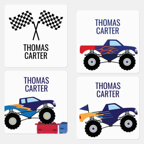 Boys Monster Truck Kids Labels