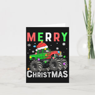 Boys Monster Truck Merry Christmas Santa Hat Kids Card
