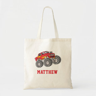 Boys' Monster Truck Personalized Name Tote Bag