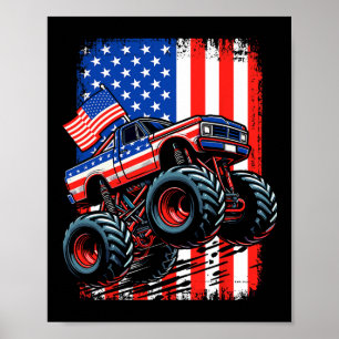Boys Monster Truck Usa Flag Monster Truck 4th Of J Poster