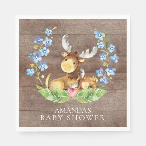 Boys Moose Baby Shower Paper Napkins