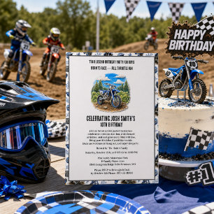 Boys Motocross Dirt Bike 10th Birthday Invitation