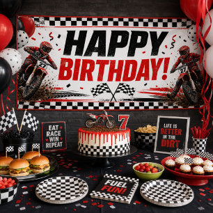 Boys Motocross Dirt Bike Racing Birthday Party Banner