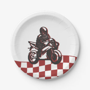 Boys' Motocross Red Dirt Bike Birthday Paper Plates