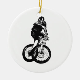 Boys mountain bike T Shirt presents MTB Christmas Ceramic Ornament