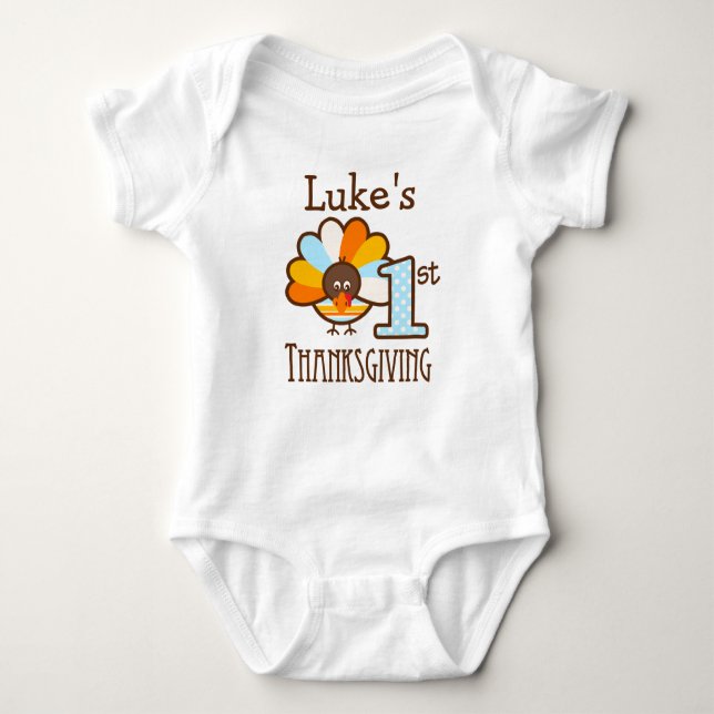 Boys Mt First Thanksgiving Personalized Bodysuit (Front)