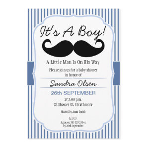 Boys Mustache Baby Shower Invitation