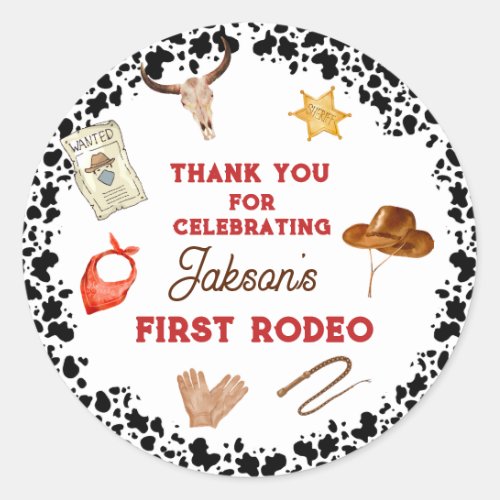 Boys My First Rodeo Cowboy 1st Birthday Classic Round Sticker