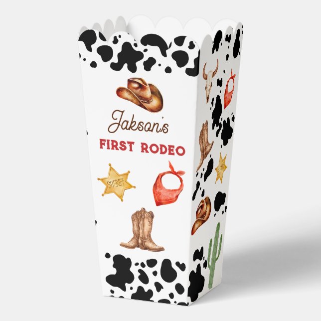 Boys My First Rodeo Cowboy 1st Birthday  Favor Boxes (Front)