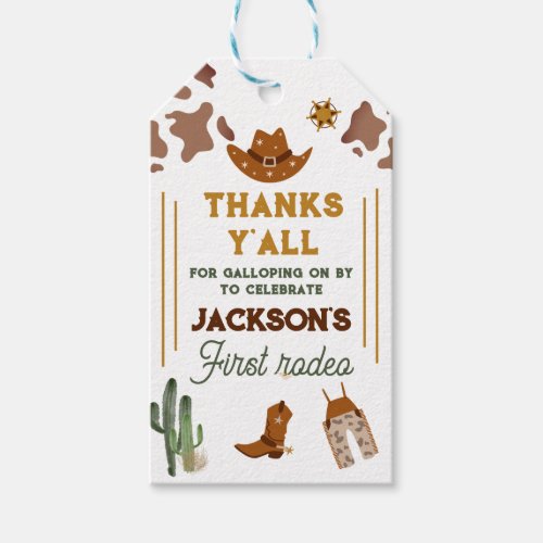 Boys My First Rodeo Cowboy 1st Birthday Gift Tags