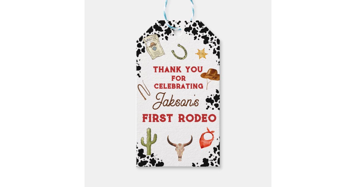 Boys My First Rodeo Cowboy 1st Birthday Gift Tags | Zazzle