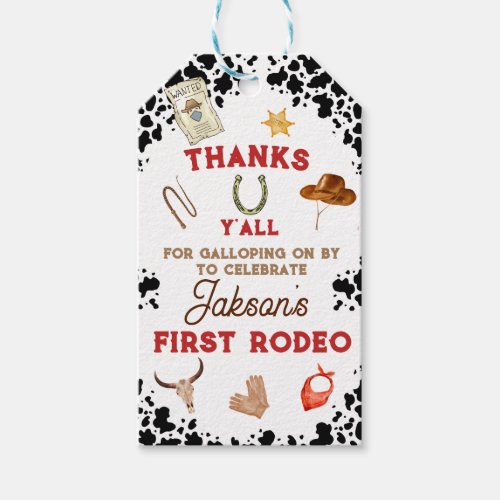 Boys My First Rodeo Cowboy 1st Birthday Gift Tags