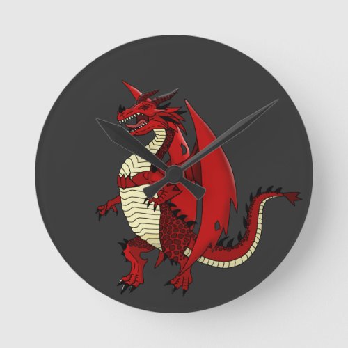 Boys mythical red dragon wall clock dragon theme