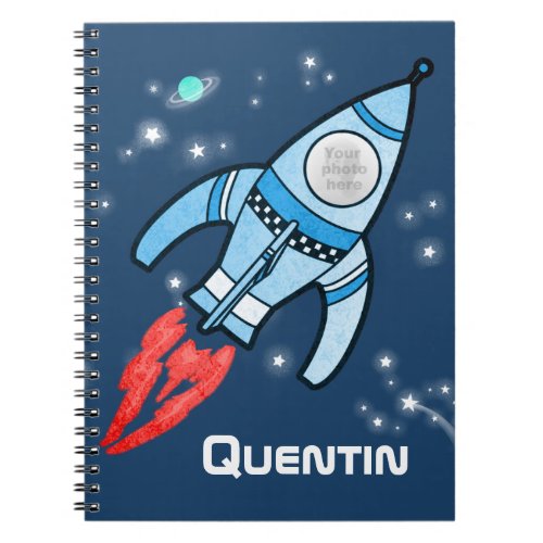 Boys name and photo rocket space kids journal