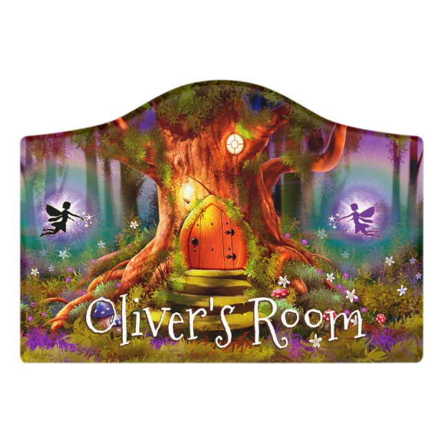 Boys Name Bedroom sign Magic Forest Tree (Small Crest Front)