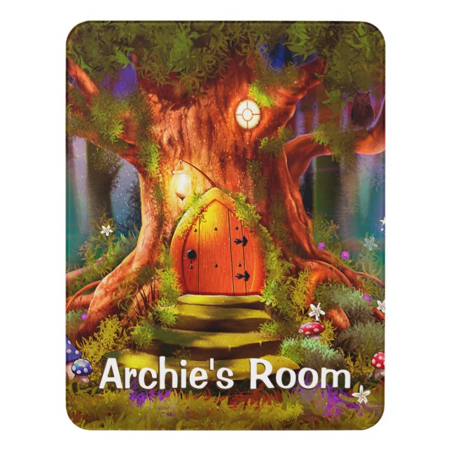 Boy's Name Bedroom sign Magic Forest Tree (Contemporary Vert)