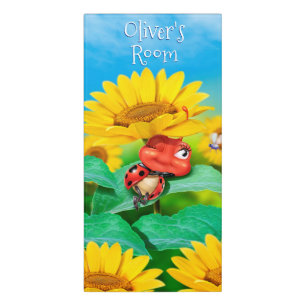 Boy's Name Bedroom sign Sunflowers Ladybird.