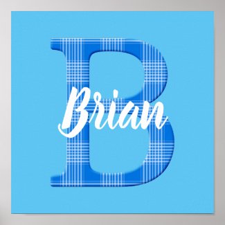 Boys Name Custom Plaid Letter B Poster