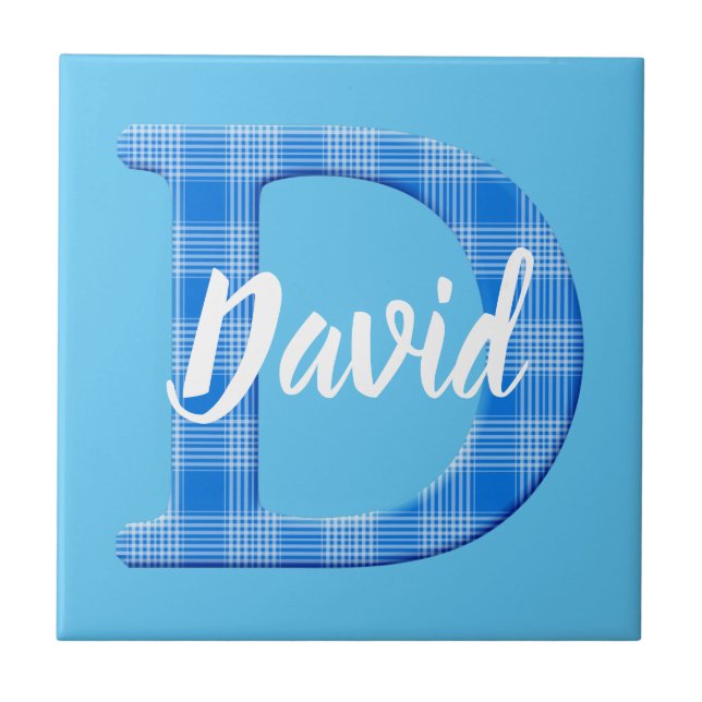 Boys Name Custom Plaid Letter D Ceramic Tile (Front)