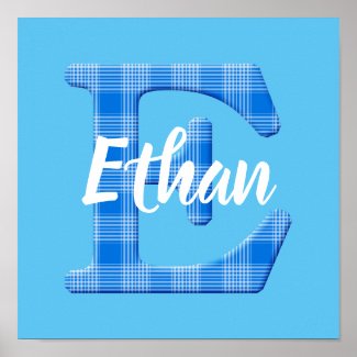 Boys Name Custom Plaid Letter E Poster