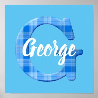 Boys Name Custom Plaid Letter G Poster