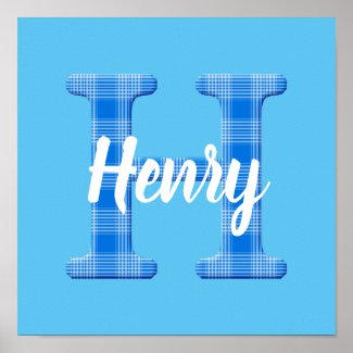 Boys Name Custom Plaid Letter H Poster