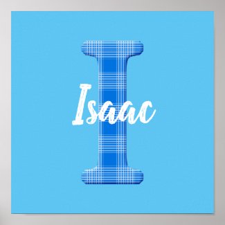 Boys Name Custom Plaid Letter I Poster