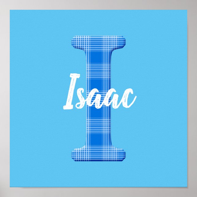 Boys Name Custom Plaid Letter I Poster (Front)