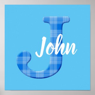 Boys Name Custom Plaid Letter J Poster