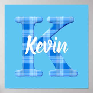 Boys Name Custom Plaid Letter K Poster