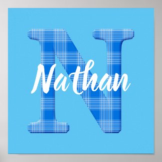 Boys Name Custom Plaid Letter N Poster