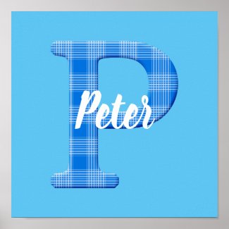 Boys Name Custom Plaid Letter P Poster