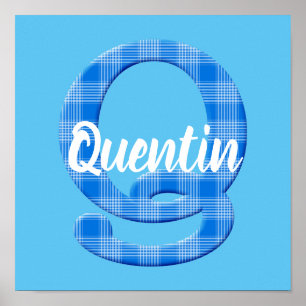 Boys Name Custom Plaid Letter Q Poster