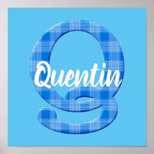 Boys Name Custom Plaid Letter Q Poster