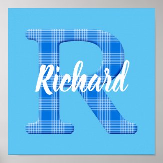 Boys Name Custom Plaid Letter R Poster