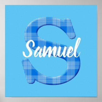 Boys Name Custom Plaid Letter S Poster