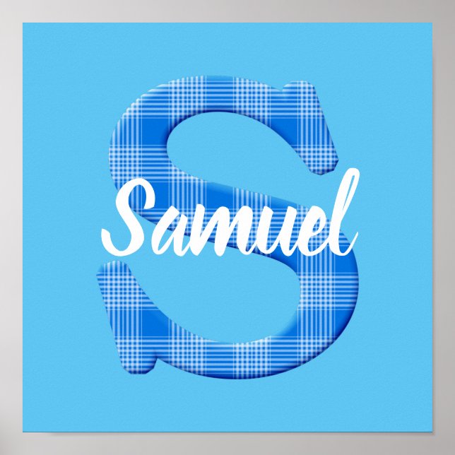 Boys Name Custom Plaid Letter S Poster (Front)