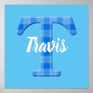 Boys Name Custom Plaid Letter T Poster