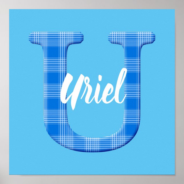 Boys Name Custom Plaid Letter U Poster (Front)