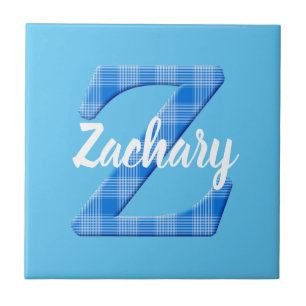 Boys Name Custom Plaid Letter Z Ceramic Tile