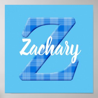 Boys Name Custom Plaid Letter Z Poster