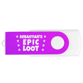 Boys Name Epic Loot Purple Stars Gamer Flash Drive