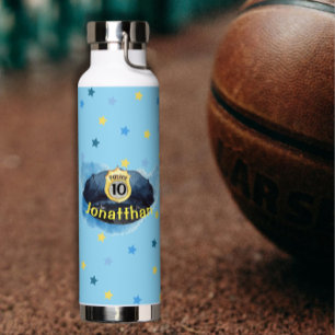Boy's Name Number Police Officer Hat Water Bottle