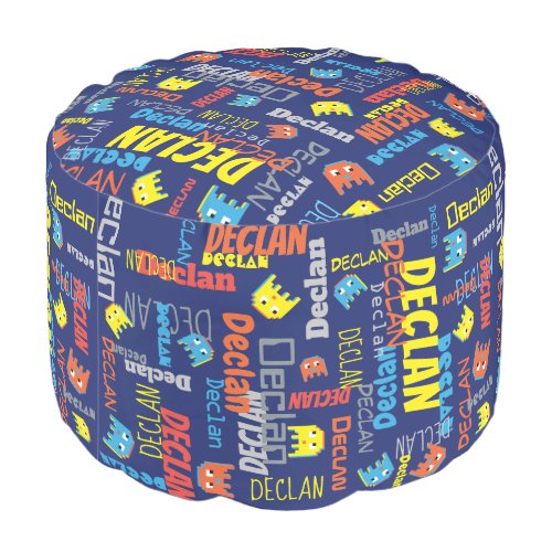 Boys name pixel alien monster graphic gamers pouf